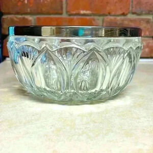 Crystal Bowl With Silver Lip Stamped England...Vintage 1960's
